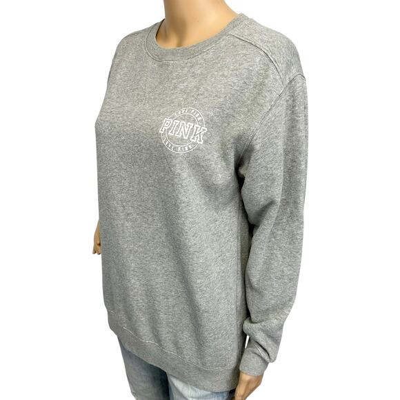 Pink Victoria's Secret Campus Crew Sweatshirt Gray Fleece Lined Size XS - Picture 4 of 10